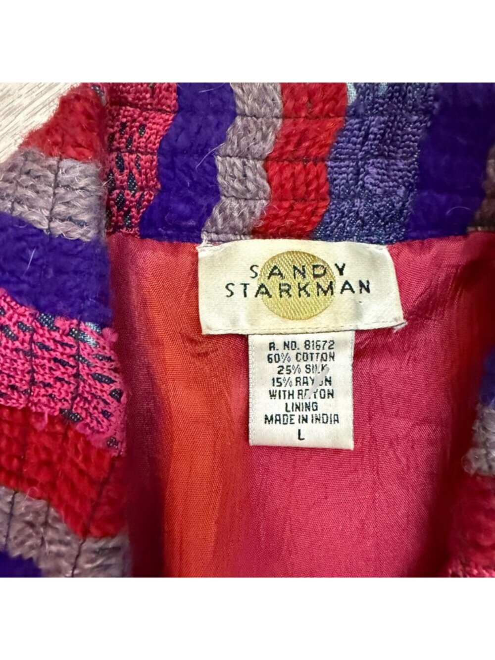 Sandy Starkman Women's Jacket Sz L Vintage Art To Wear Hippie Floral Embellished - Picture 2 of 8